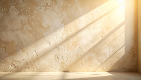 Sunlight and shadow on the wall. 3d render illustration.の素材