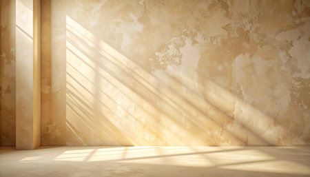 Sunlight through the window in the room. 3d rendering.の素材