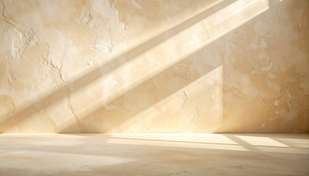 sunlight and shadow on cement wall background. 3d render illustrationの素材