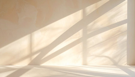 Empty room with sunlight and shadow on the wall. 3d renderingの素材