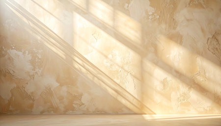 empty room with sun light and shadow on wall. 3d renderingの素材