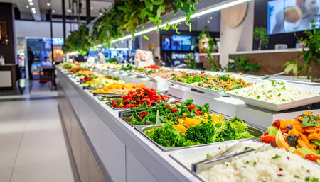 catering buffet for events and parties in modern hotel or restaurantの素材