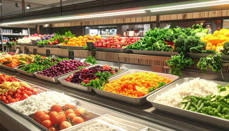 Fruits and Vegetables in Supermarket, Grocery Store.の素材