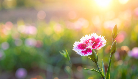 Carnation flower in the garden, selective focus, nature backgroundの素材