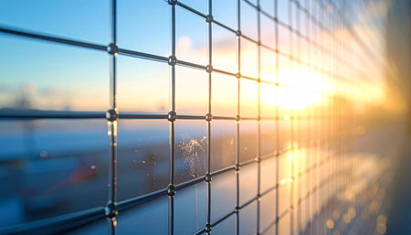 Sunset over the city with reflection on the glass. Abstract background.の素材