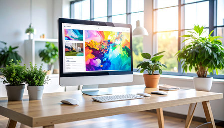Apple Computers website on MacBook Pro Retina in creative office environment. Apple Inc. is an American multinational technology company headquartered in Cupertino, California.の素材