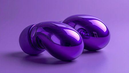 3d rendering of purple balls in front of a purple background.の素材