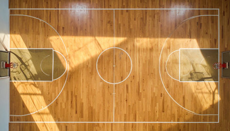 Interior of a basketball court in a gym. 3d renderingの素材