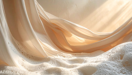 Beautiful white fabric on the background of the light and shadow.の素材