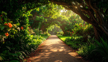 Sunset in the beautiful botanic garden of Montevideo, Uruguayの素材