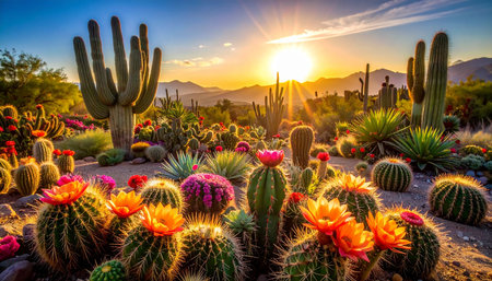 Cactuses in the Sonoran Desert, Arizona, USA.の素材