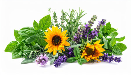 Herbs and spices isolated on white background. Herbs and spices.の素材