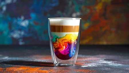 Coffee in a glass on a dark background. Selective focusの素材