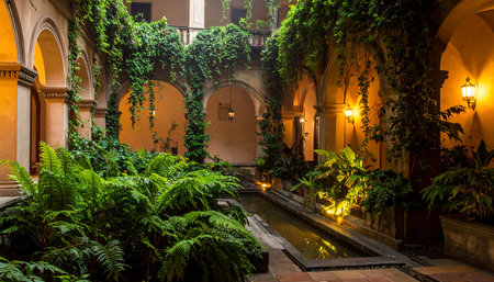 Garden of the Alcazar de los Reyes Cristianos in Cordoba, Spainの素材