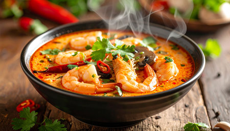 Tom Yum Goong, Thai Spicy Soup with Shrimps and Vegetablesの素材