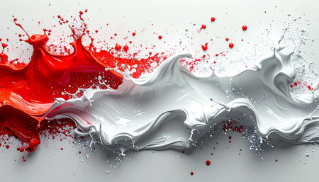 3d rendering of indonesia flag with some paint splashesの素材