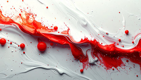 Red and white paint splashes. Abstract background. 3d renderingの素材