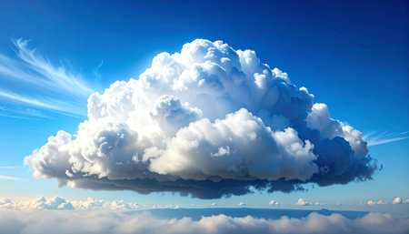 Cloudscape with blue sky and white clouds. 3d illustration.の素材