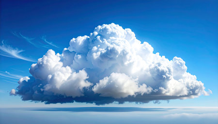 Cloudscape. Blue sky and white clouds. 3D illustration.の素材