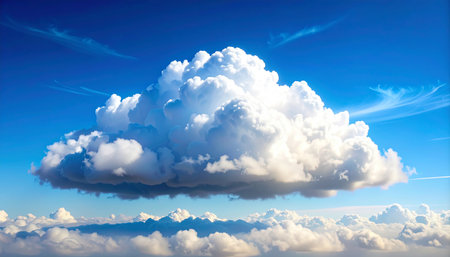 Cloudscape with blue sky and white clouds. 3d illustration.の素材