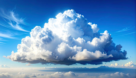 Beautiful cloudscape on blue sky background. 3d render illustrationの素材