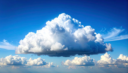 Clouds in the blue sky as a background. 3D illustrationの素材