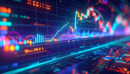 financial stock market graph on technology abstract background. Finance and investment concept. 3d renderingの素材