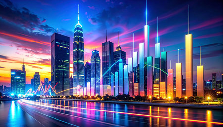 the light trails on the modern building background in shanghai china.の素材