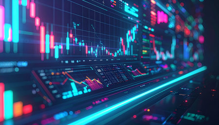 3d rendering of stock market financial indicator background. Economy trends background for business idea and all art work design.の素材