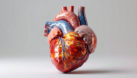 Human heart anatomy. 3d illustration. Human heart model on white background.の素材