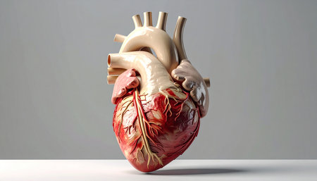 Human heart model on a white background. 3D illustration. 3D rendering.の素材