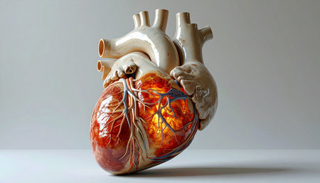 Human heart model, 3D illustration. Human heart anatomy, 3D renderingの素材