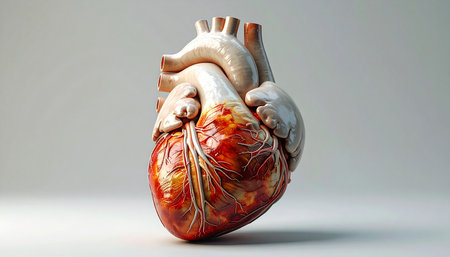 Human heart model on a white background. 3d render illustration.の素材