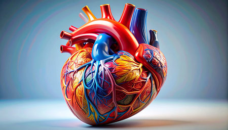 Human heart anatomy. 3D illustration. 3D CG. High resolution.の素材