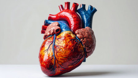 Human heart model on white background. Anatomical model of human heart.の素材