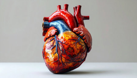 Human heart model on white background. Anatomical model of human heartの素材
