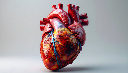 Human heart model on white background. 3D illustration. Healthcare and medical concept.の素材