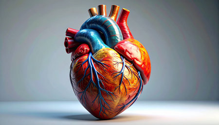Human heart anatomy. 3D illustration. 3D CG. High resolution.の素材