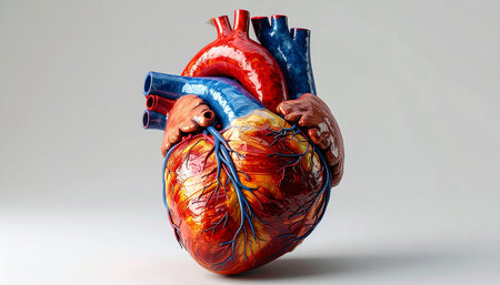 Human heart model on white background. 3D illustration. Human heart anatomy.の素材