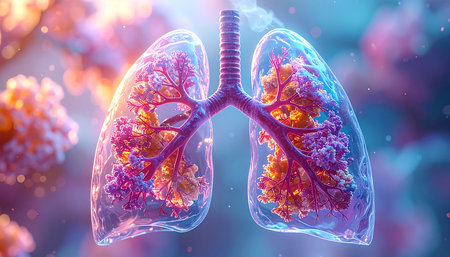 Human lungs. Respiratory system. 3D rendering medical illustrationの素材