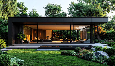 3d rendering of modern cozy house with pool and parking for sale or rentの素材