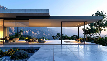 3d rendering of modern house with pool and parking for sale or rentの素材