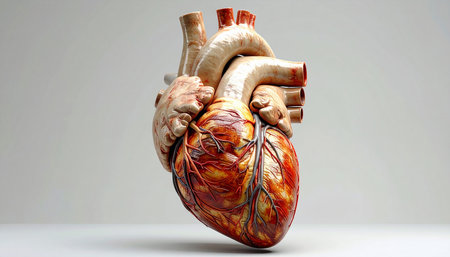 Human heart anatomy on white background. 3D illustration. 3D high quality rendering.の素材