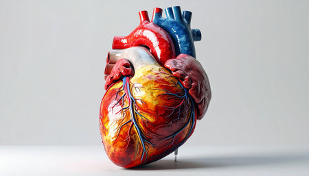 Human heart model on a white background. 3d render illustration.の素材