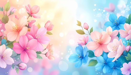 Cherry blossom spring background. Sakura flower background. Vector illustration.の素材