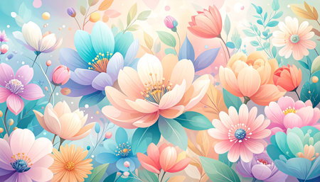 Floral background with flowers and leaves. Vector illustration for your designの素材