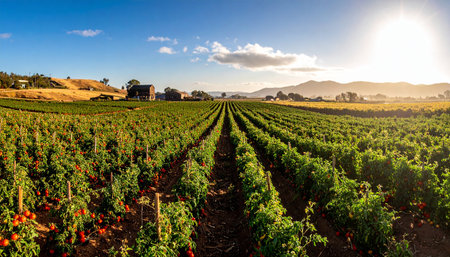 Pepper field in the countryside of Tasmania, Australia. Beautiful landscapeの素材