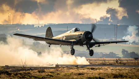 A World War II era British P-51 Mustang fighter aircraft of the Royal Australian Air Force.の素材