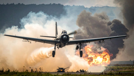 Military airshow in Kiev, dedicated to the 100th anniversary of the Victory in Great Patriotic War.の素材