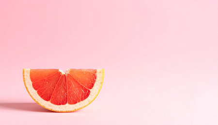 Grapefruit slice on pink background with copy space. Minimal concept.の素材